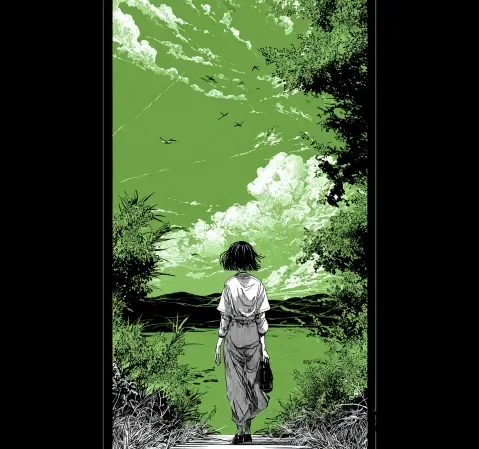 《第七封信》漫画封面，桌上信件与台灯光影